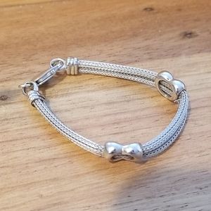 Vintage Heart Rope Sterling Silver Bracelet